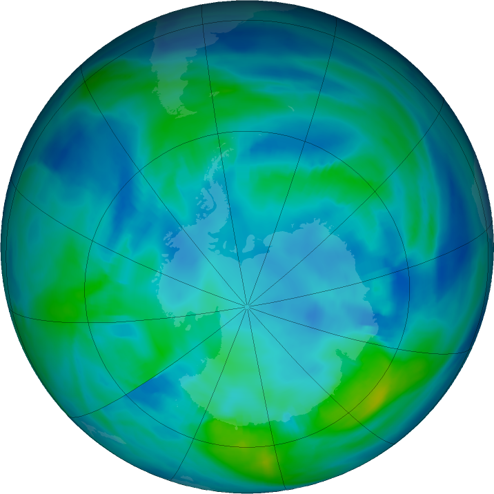Antarctic ozone map for 02 May 2021